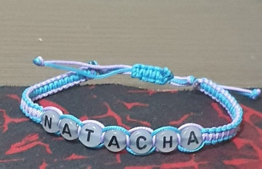 Bratara Personalizata cu Nume Fosforescent împletită in 2 Culori