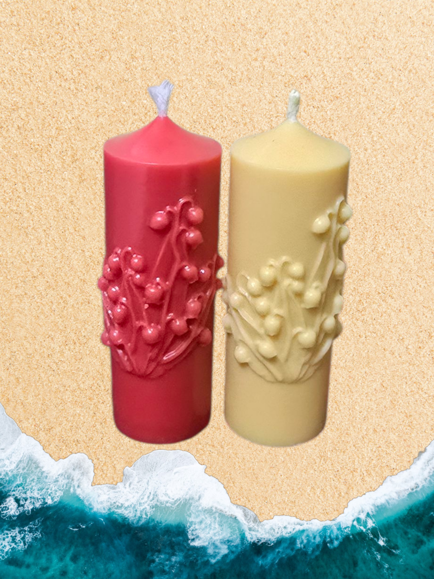 Set 2 Lumânări Mici Lăcrămioare Roșu și Galben