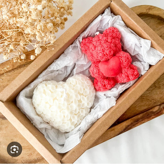 Set Inima și Ursuleț 2 Lumânări Parfumate