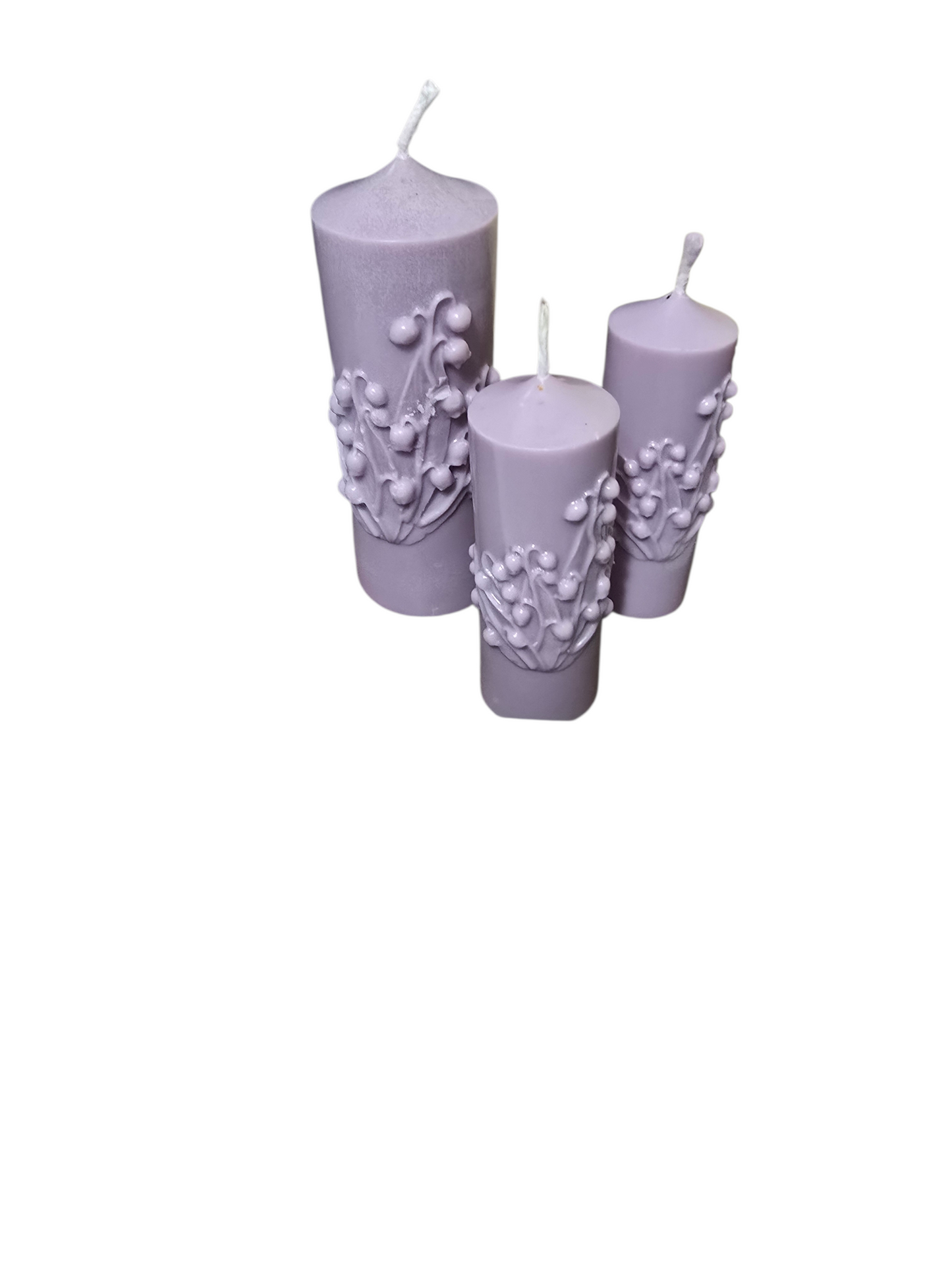 Set 3 Lumânări: Lumânăre Lăcrămioare Mare , 2 Lumânări Lăcrămioare Mică Parfum de Lavanda