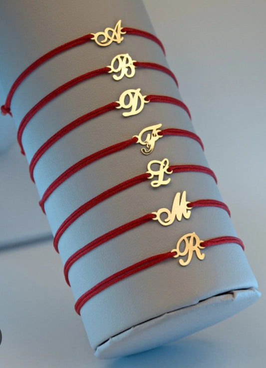 Bratara Din Snur Împletit Cu Initiala  Tip Litera Aur 14 K