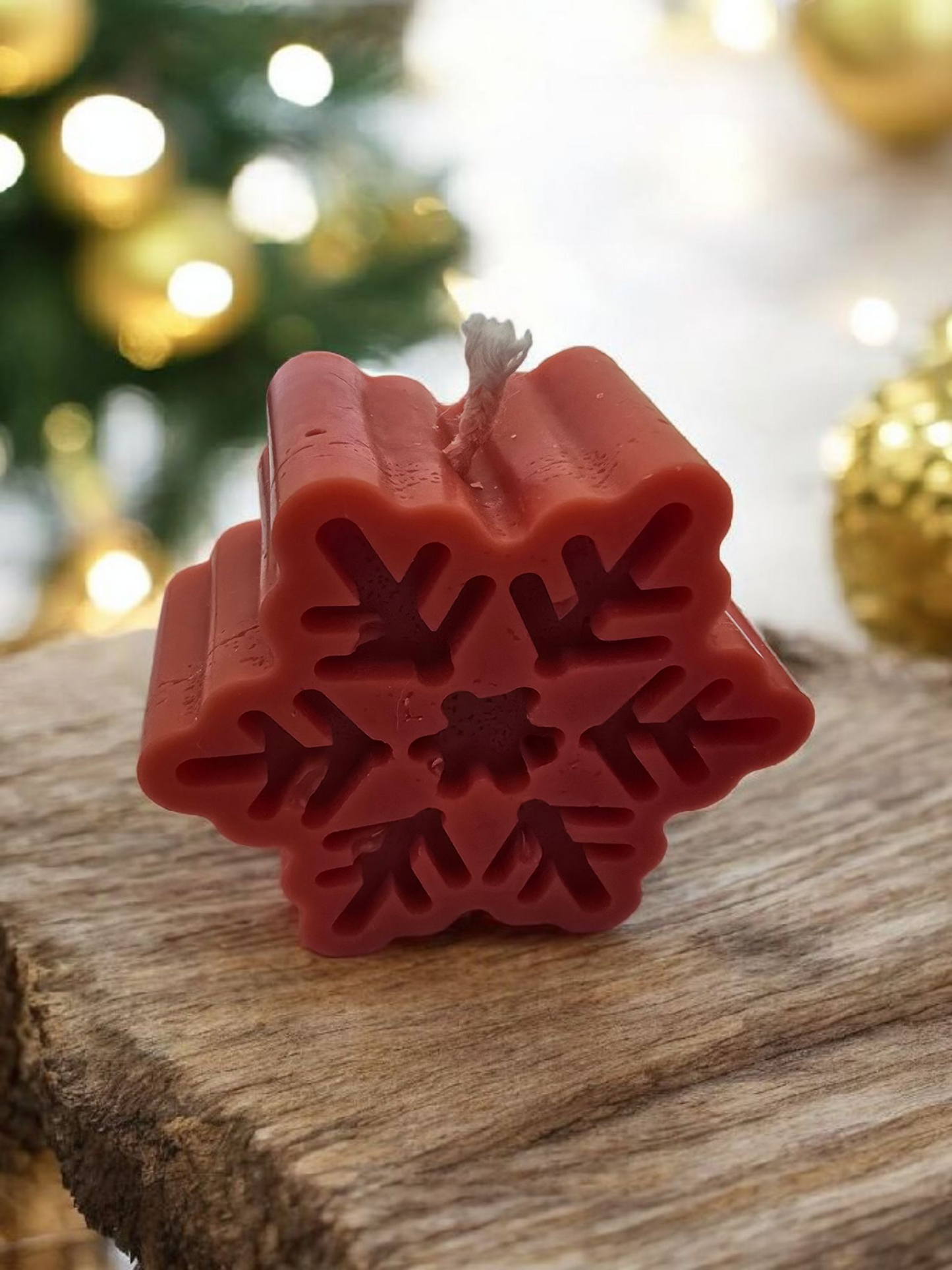 Lumanare Fulg de Nea Model Stella cu Model Pe Margine și Mijloc Fulg nea