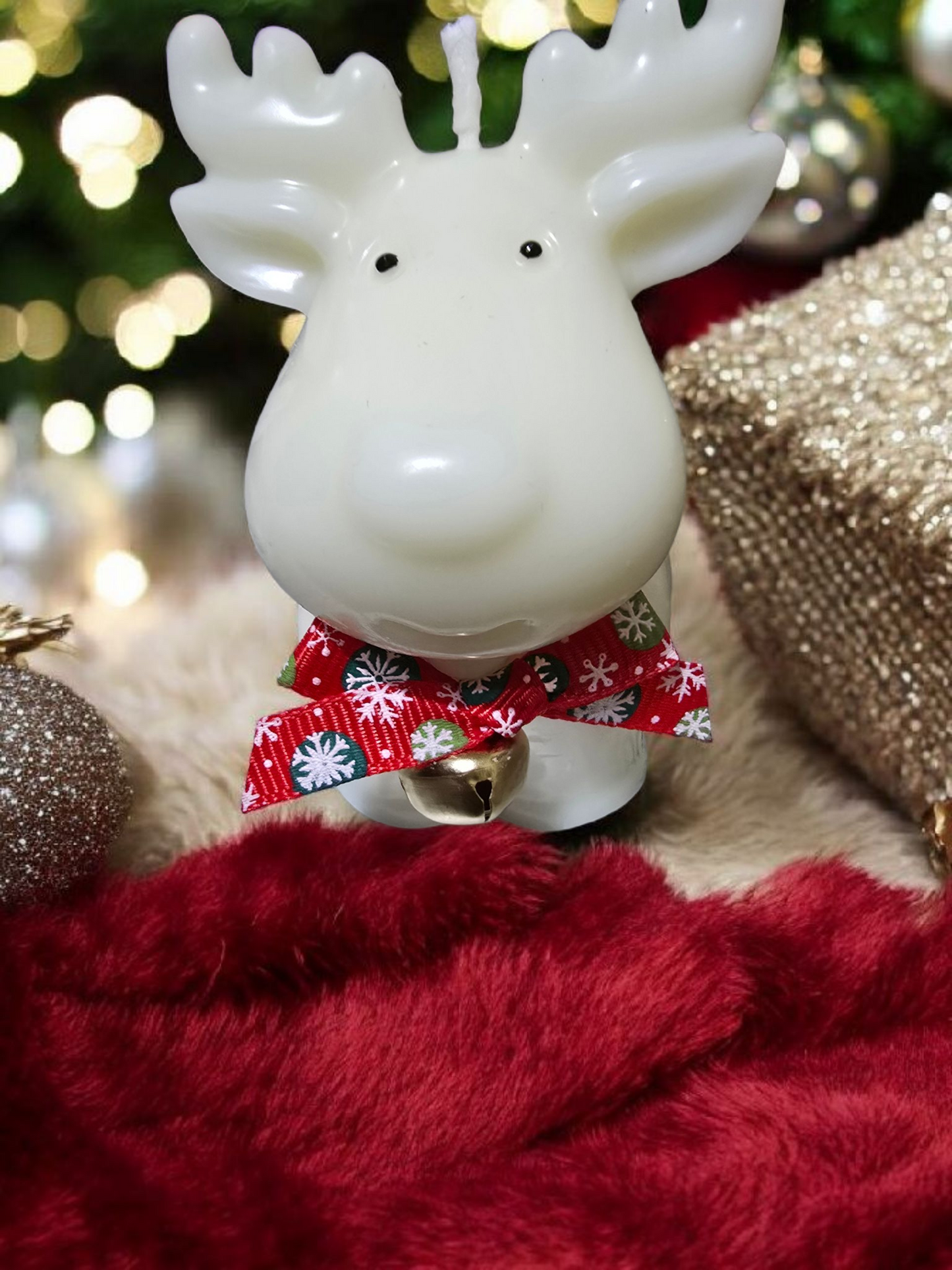 Lumanare Ren cu Fundiță și Clopotel