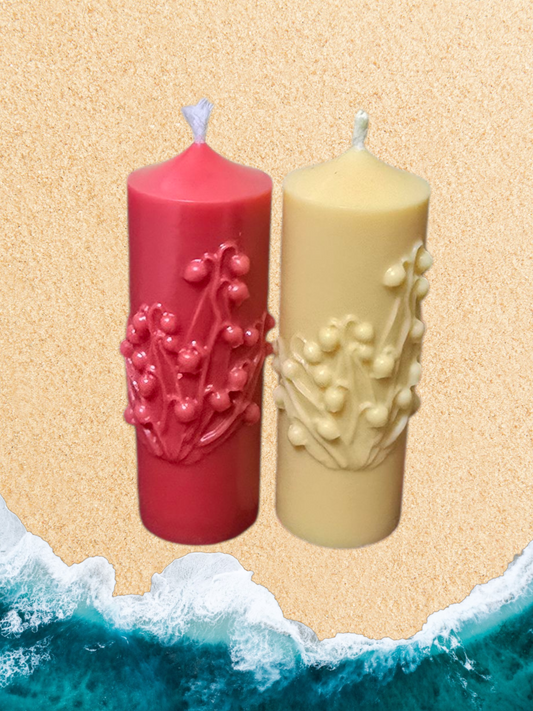 Set 2 Lumânări Mici Lăcrămioare Roșu și Galben