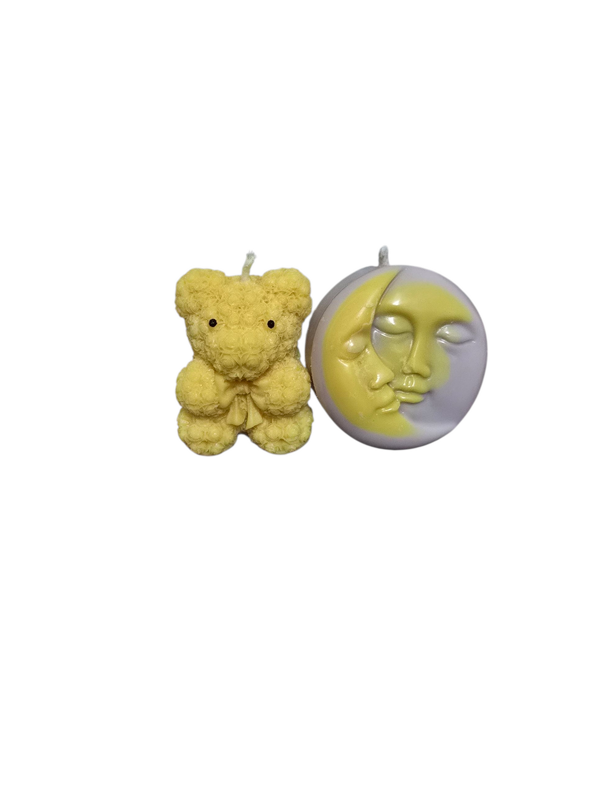 Set 2 Lumânări Parfumate Ursuleț  cu Fundita + Lumanare Luna și Soare